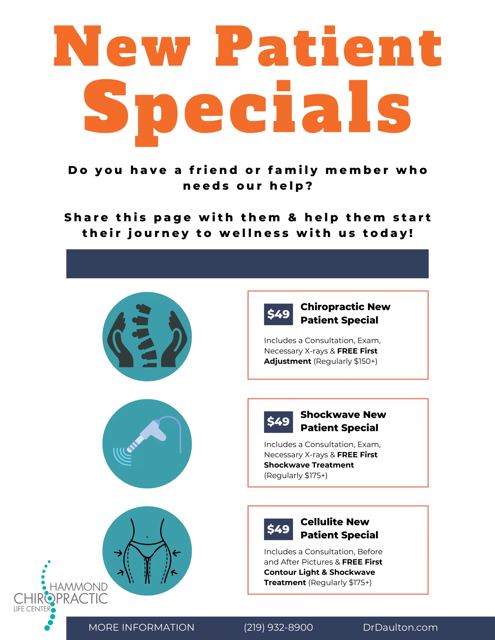 Chiropractic Hammond IN New Patient Specials Flyer